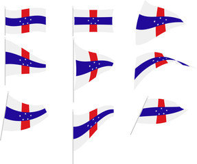 Vector Illustration of Set with Netherlands Antilles Flag