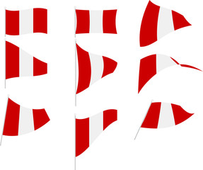 Vector Illustration of Set with Peru Flag