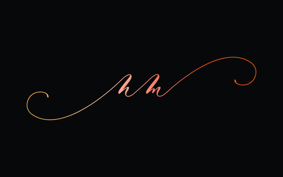 nm or n, m Lowercase Cursive Letter Initial Logo Design, Vector Template