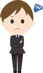 男性　不安　スーツ