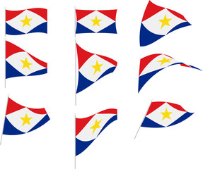 Vector Illustration of Set with Saba Flag