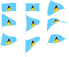 Vector Illustration of Set with Saint Lucia Flag