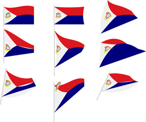 Vector Illustration of Set with Saint Martin Flag