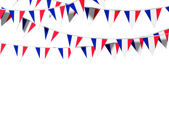 Obraz premium France flag festive bunting against a plain background. 3D Rendering