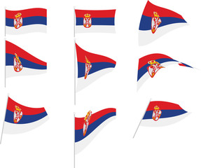 Vector Illustration of Set with Serbia Flag