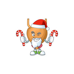 Bladder humble Santa Cartoon character having candies
