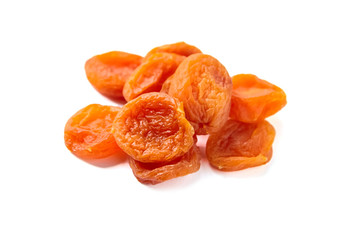 Dried apricot fruits isolated on white background