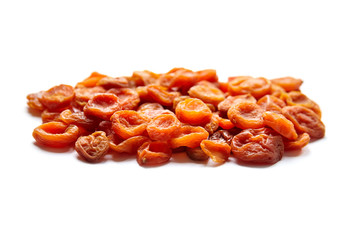 Dried apricot fruits isolated on white background