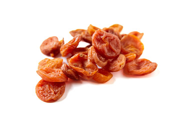 Dried apricot fruits isolated on white background