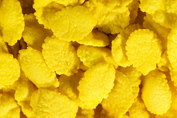 Corn flakes close-up, ready tasty breakfast