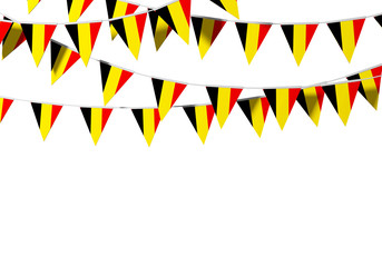 Belgium flag festive bunting against a plain background. 3D Rendering