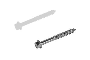 Large metal screw on a white background.