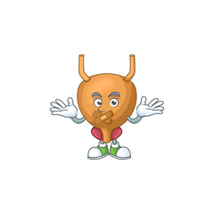 Bladder mascot cartoon design with quiet finger gesture