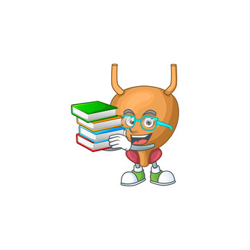 A mascot design of bladder student character with book
