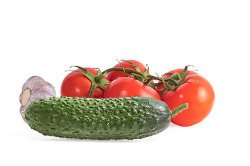 fresh cucumbers, tomatoes and garlic as the basis for a healthy diet