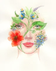 Rolgordijnen flower girl. fashion illustration. watercolor painting  © Anna Ismagilova