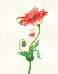 Blumenmädchen. Modeillustration. Aquarellmalerei © Anna Ismagilova