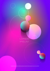 Vector abstract composition with fluid or liquid colorful shapes, holographic and vibrant gradient color background, design in A4 size. Modern style abstract background for cover, poster, flyer