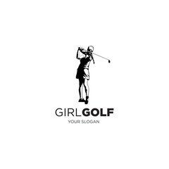 woman playing golf logo