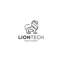 Obraz premium lion tech outline logo 