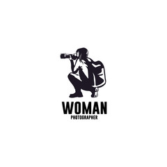 traveling woman photographer silhouette logo