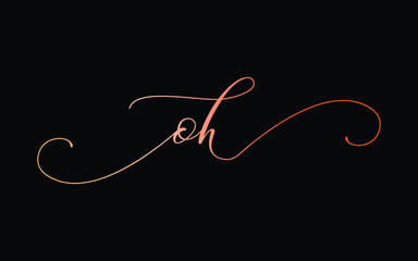 oh or o, h Lowercase Cursive Letter Initial Logo Design, Vector Template