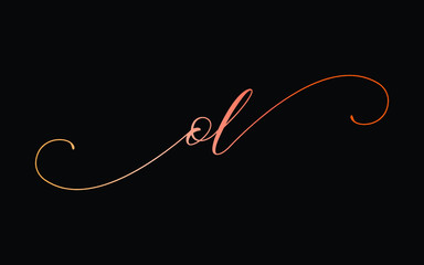 ol or o, l Lowercase Cursive Letter Initial Logo Design, Vector Template