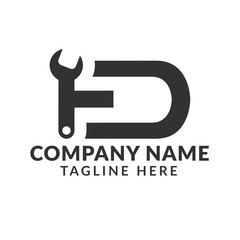 Wrenches letter HD logo template. Industrial repair tool service for corporate identity. Can be used for business related to real estate, construction, finance, communication, technology and services.