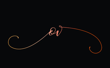 ov or o, v Lowercase Cursive Letter Initial Logo Design, Vector Template