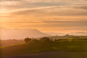 Tramonto in Val d'Orcia, Toscana Patrimonio UNESCO