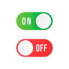 On and Off toggle switch buttons. Material design switch buttons set. Vector illustration