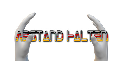 Hand, Halten, Wort, Abstand Halten, Information, 3D, Abbildung