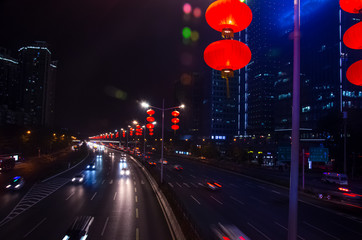 Fototapeta premium night traffic in shenzhen