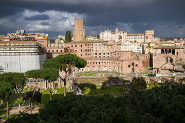 Fototapeta na wymiar view from top piazza venezia with forum traian