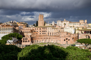 Fototapeta premium view from top piazza venezia with forum traian