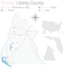 Large and detailed map of Liberty county in Florida, USA.