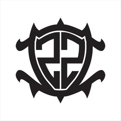 ZZ Logo monogram isolated with frame shield shape design template