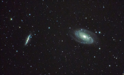 Naklejka premium Double Spiral Galaxy M81 and M82 Interstellar Detail Space Picture