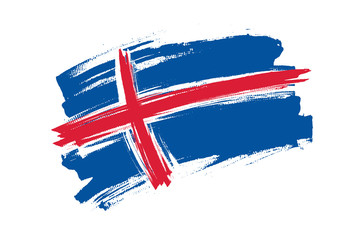 Flag of Iceland. Iceland banner brush concept. Horizontal vector Illustration isolated on white background.  