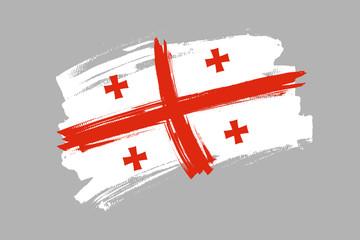Flag of Georgia. Georgian banner brush concept. Horizontal vector Illustration isolated on gray background.  