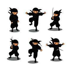 Cartoon black ninja action set number 3
