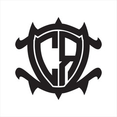 CR Logo monogram isolated with frame shield shape design template