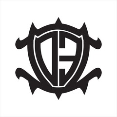 DE Logo monogram isolated with frame shield shape design template