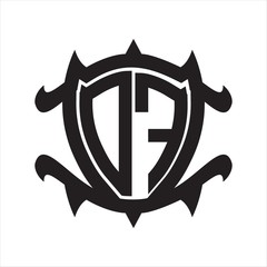 DF Logo monogram isolated with frame shield shape design template