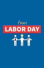 1st May, Labor Day word with worker people icon illustration