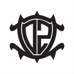 DZ Logo monogram isolated with frame shield shape design template
