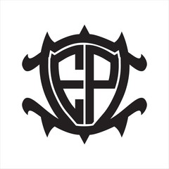 EP Logo monogram isolated with frame shield shape design template