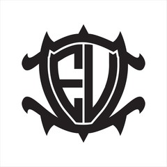 EU Logo monogram isolated with frame shield shape design template