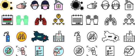 set of vector icons of covid19