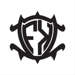 FK Logo monogram isolated with frame shield shape design template